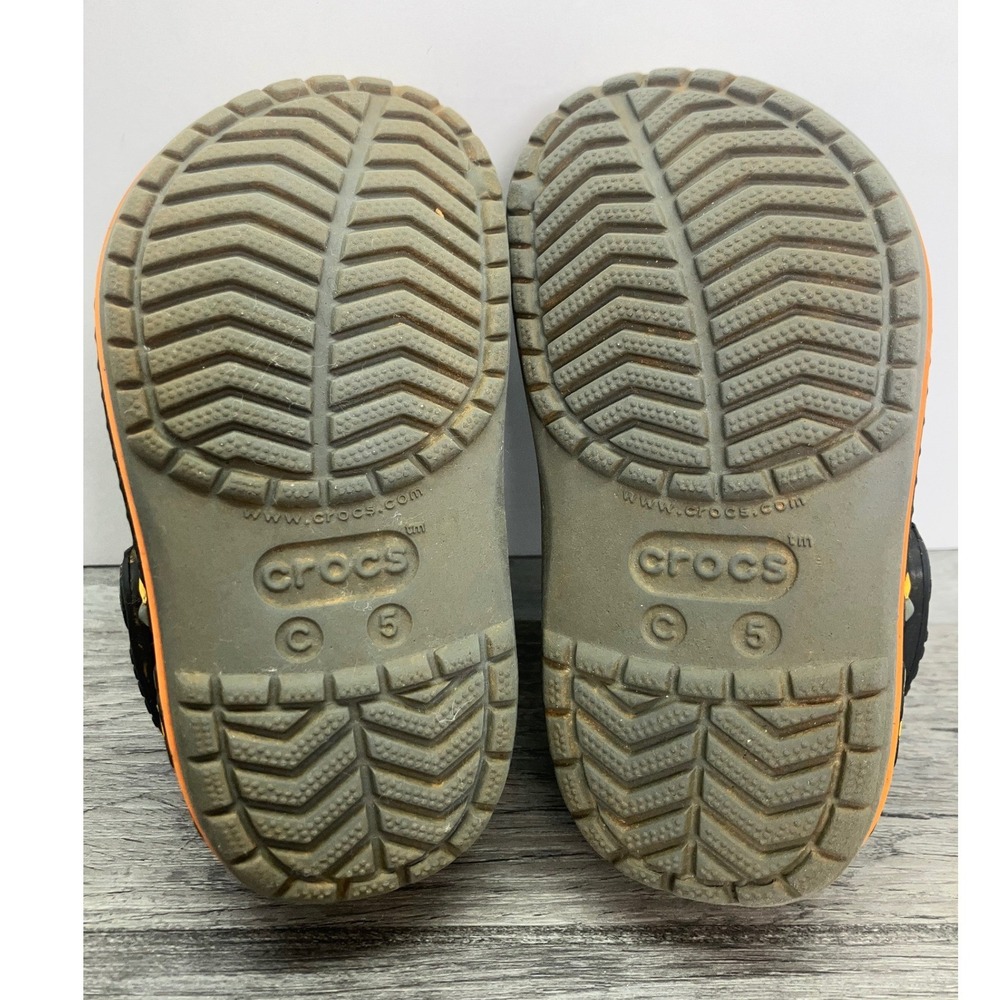 CROCS Kids Gray Clogs with Yellow Excavator and Orange Accents - Picture 6 of 7